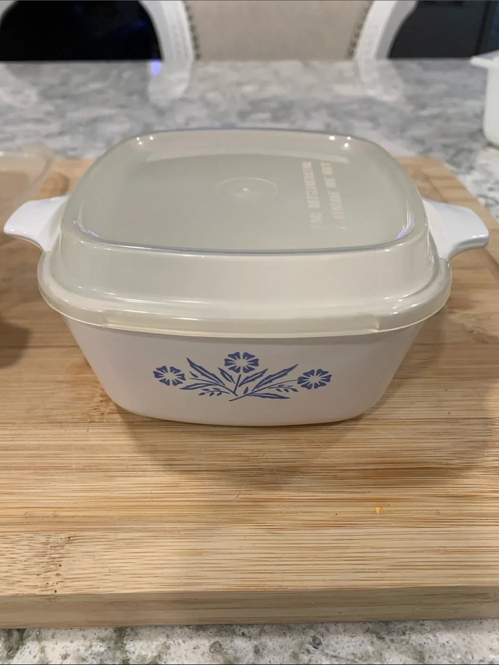 2- Corning Ware White Cornflower Covered Casserole with lid.  Petite 2 3/4 cup.